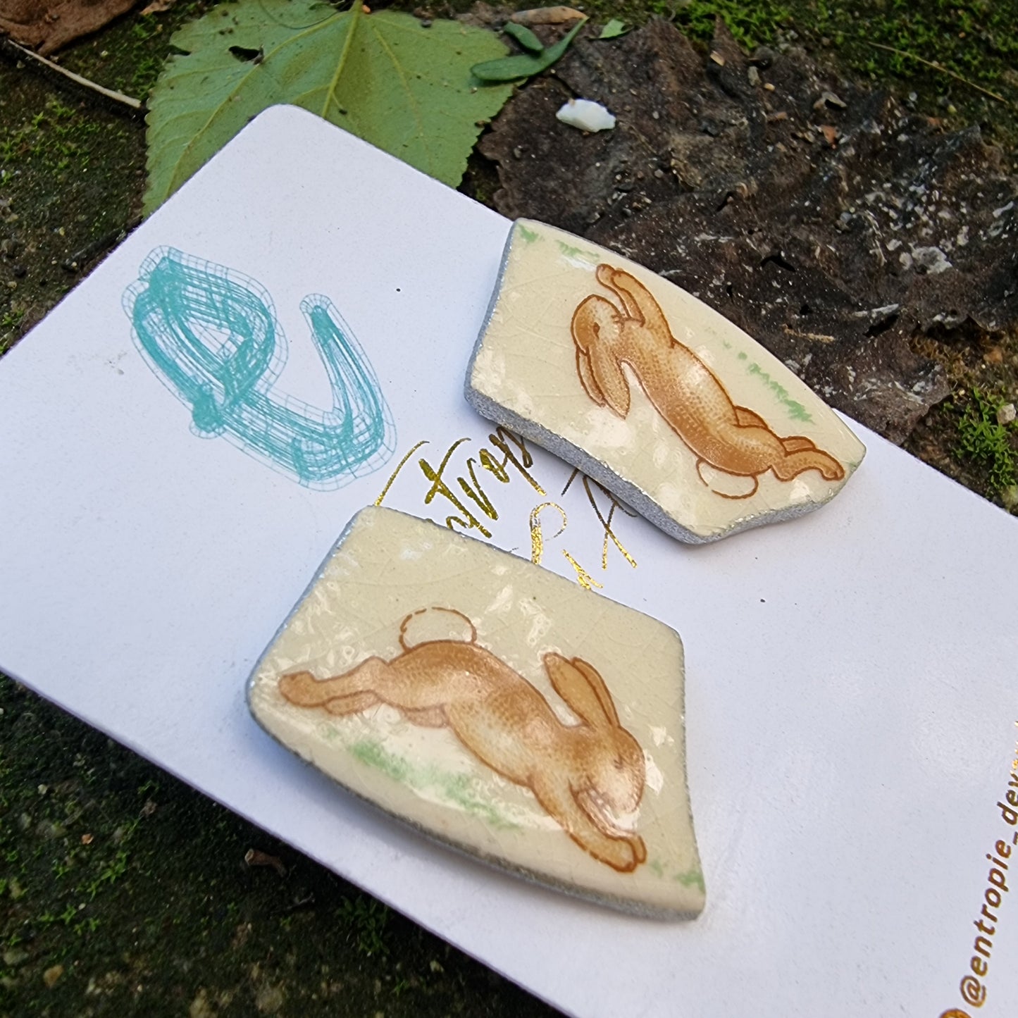 Aretes Stud, diseño conejos