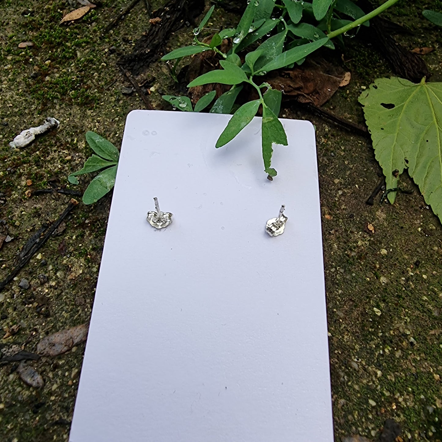 Aros stud, diseño oriental azul floreado