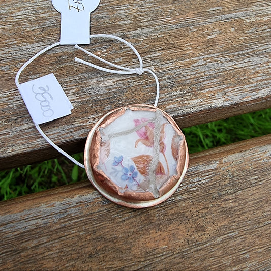 Anillo de cobre y plata, botón de rosa