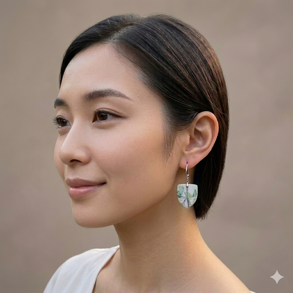 Aros milkglass con kintsugi plateado