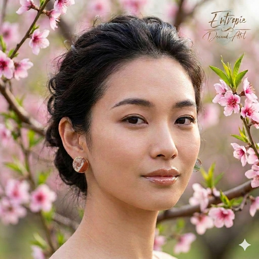 Aros stud, con trozos de porcelana japonesa pintada a mano.